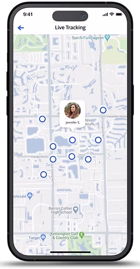 Apperone live tracking screen on a phone
